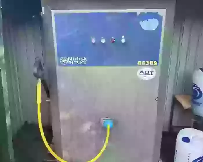 Nilfisk SH Truck static hot pressure washer after high pressure hose replacement repair in Loughborough.